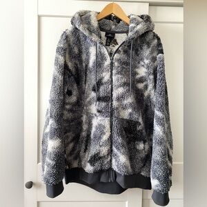 Relaxed fit Hooded faux shearling jacket